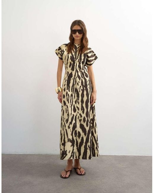TOPSHOP White Cotton Twill Structured Drop Shoulder Maxi Dress