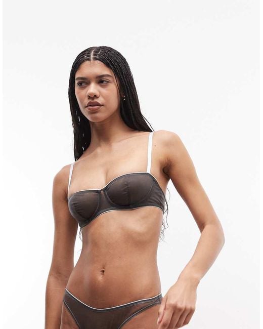 ASOS Black Emilia Sheer Mesh Underwired Bra With Contrast Trim