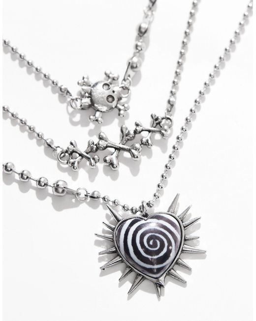 Minga Natural London Spike Swirl Heart Layered 3 Pack Necklaces