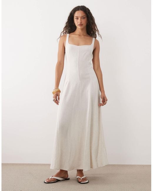 asos white linen dress ASOS DESIGN high neck swing mini linen mix sundress in white