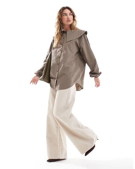 ASOS Oversized Geruit Overhemd Met Kraag En Lange Pasvorm in het Brown
