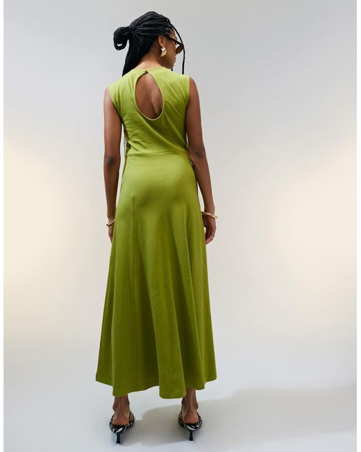 ASOS Green – ärmelloses midi-sommerkleid aus baumwolle