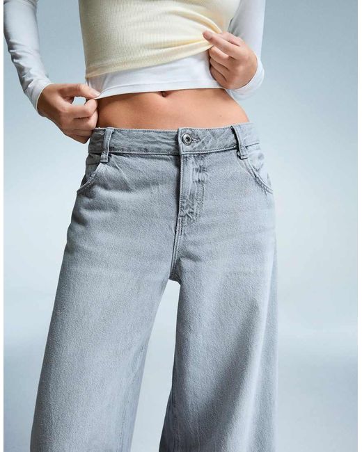 Bershka Gray baggy Wide Leg Jeans