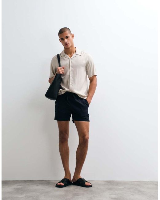 ASOS White 2 Pack Slim Linen Blend Shorts for men