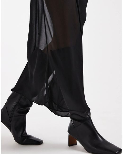 ASOS Black Sheer And Solid Wrap Maxi Skirt