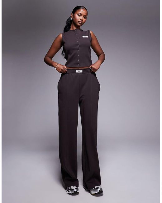 Kaiia Purple Exclusive Cotton-blend Popper Front Label Logo Detail Waistcoat Top