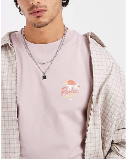 Parlez Pink Short Sleeve Marion T-Shirt With Back Graphic for men