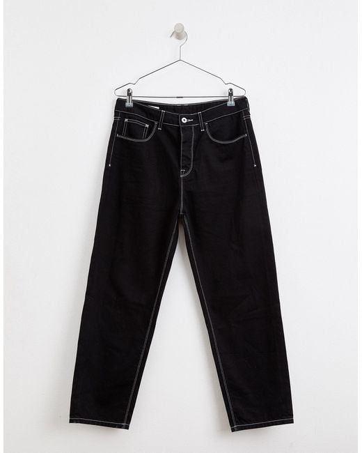 Collusion X004 Skater Jeans With Contrast Stitch in Black for Men