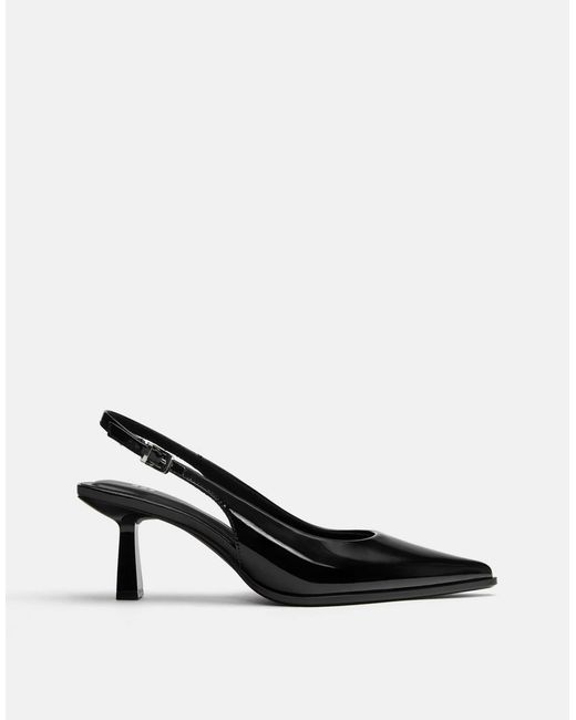 Pull&Bear Black – vinyl-slingback-schuhe