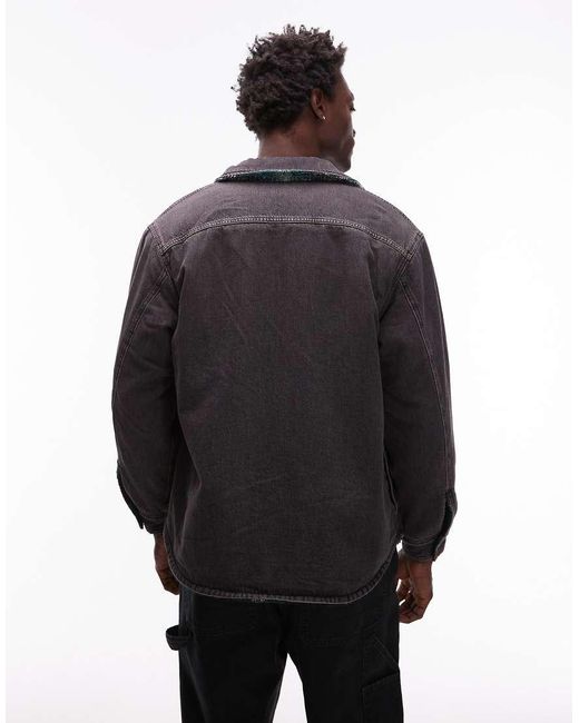 Levi's Blue Workwear Capsule Reversible Check Borg And Denim Shacket for men