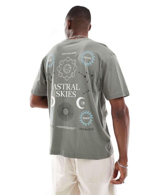 Only & Sons Gray Relaxed Fit T-shirt With Solar Back Print for men