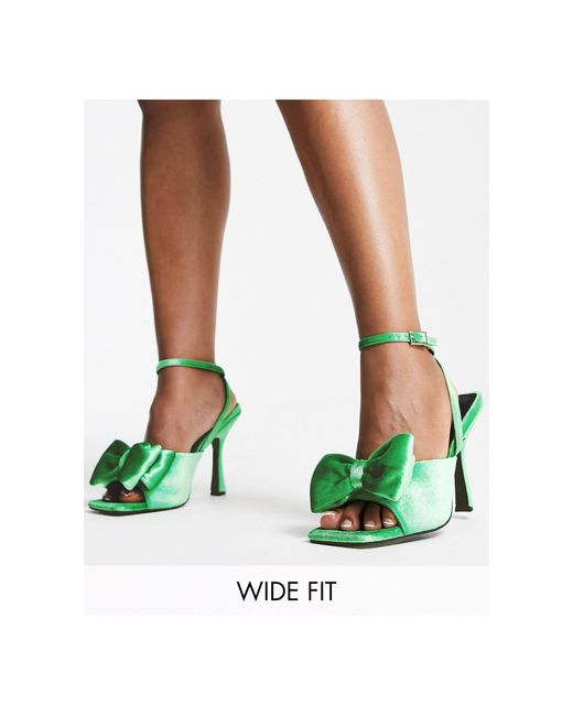 Walker - sandales à talon pointure large avec nœud ASOS en coloris Green