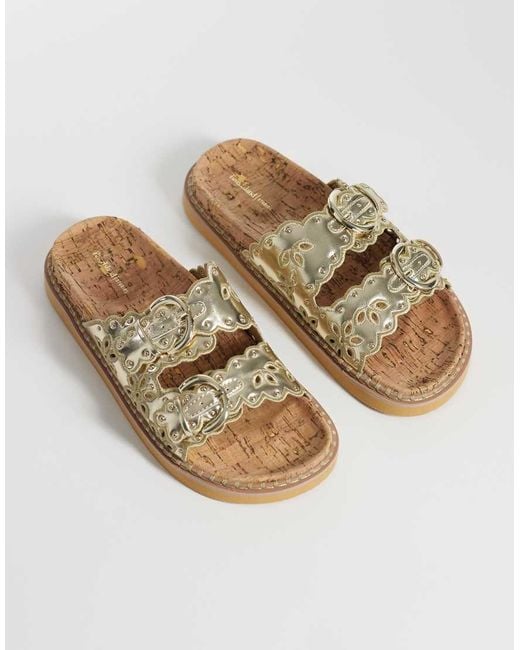 River Island Natural Double Strap Scallop Detail Sandal