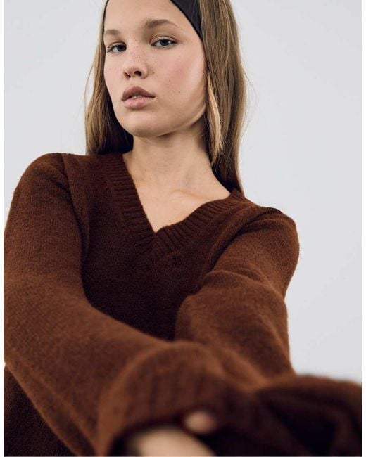 Stradivarius Zachte, Gebreide Cropped Sweater in het Blue