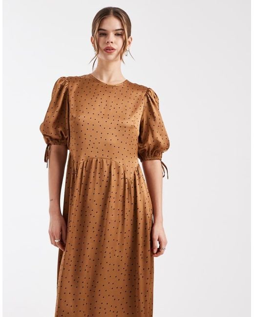 Wednesday's Girl Brown Print Tie-Shoulder Midaxi Dress