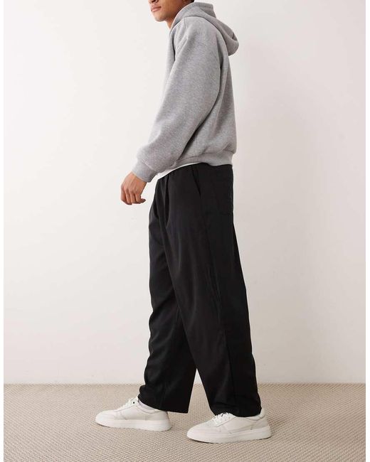 Bershka Gray Fluid Super baggy Darted Trousers for men