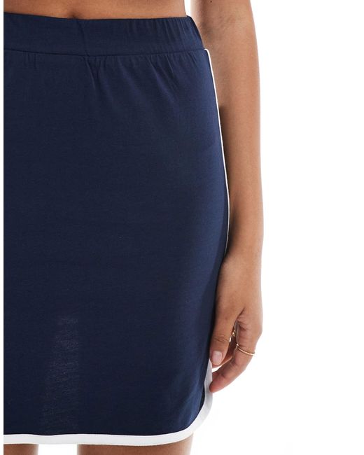 Pieces Blue Sport Core Mini Skirt Co-ord With Contrast Trim