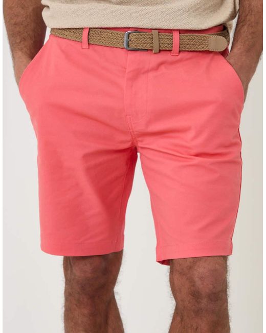 Threadbare Pink Cotton Chino Shorts With Woven Belt for men