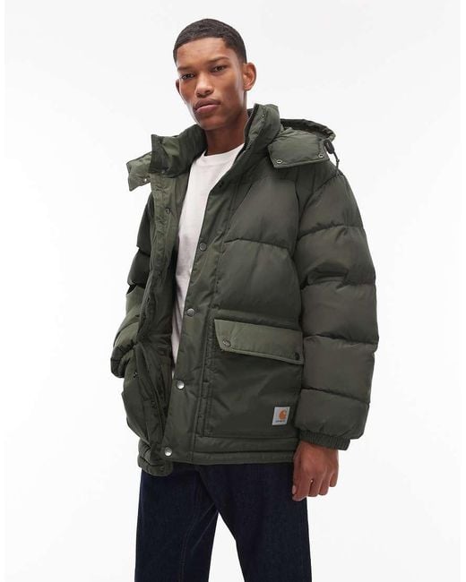 Carhartt Gray Brent Water Resistant Puffer Jacket With Removable Hood for men