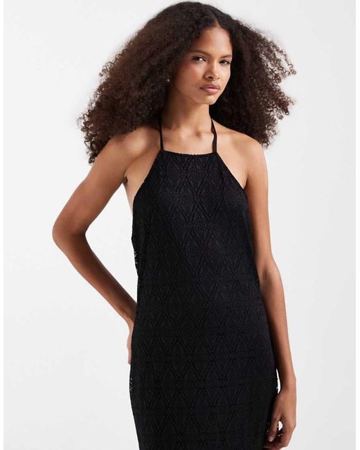 Vero Moda Black Stretch Lace Halter Maxi Dress