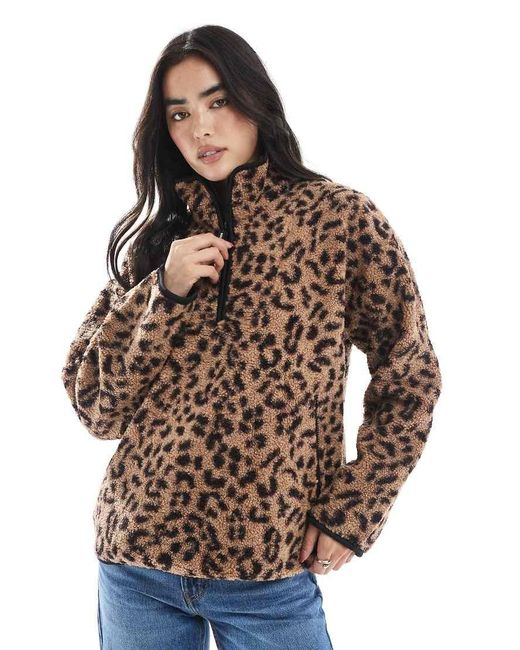 South Beach Brown Printed Borg 1/4 Length Jacket