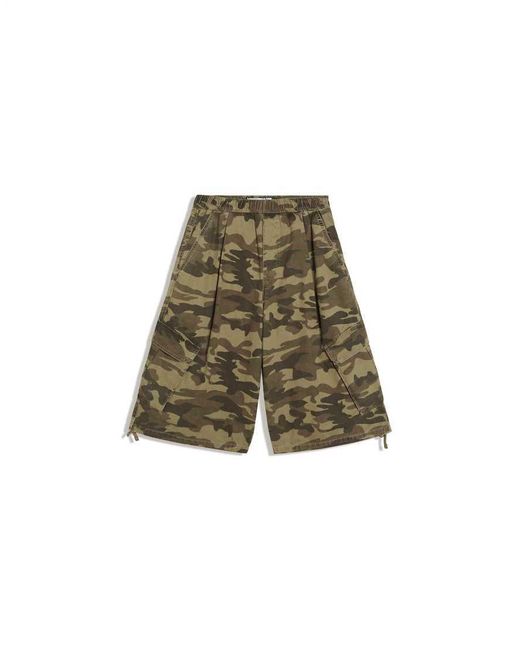 Bershka Natural Printed Cargo Bermuda Shorts