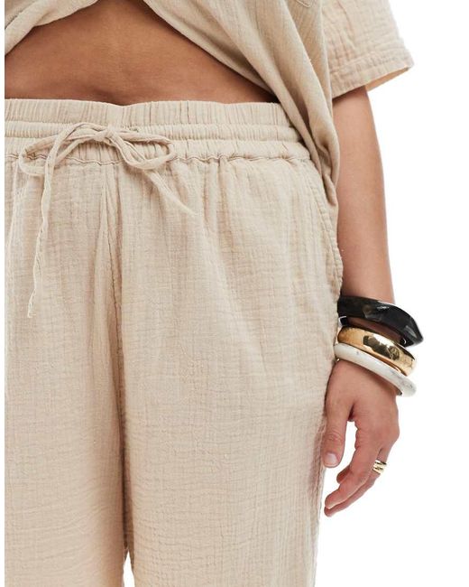 ONLY Natural Cheesecloth Pull On Shorts