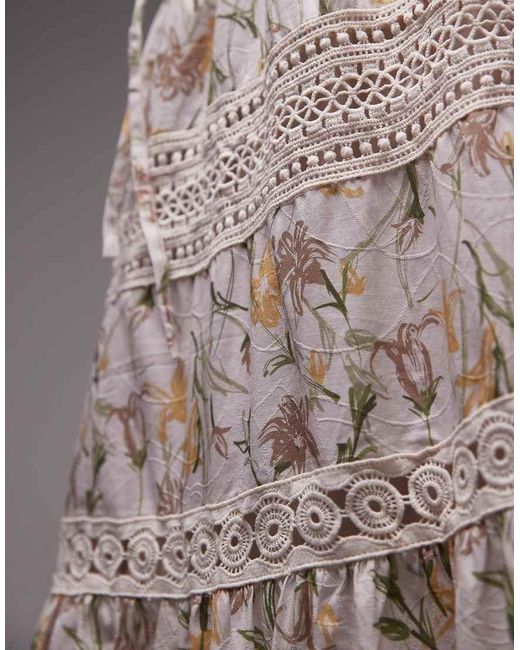 Falda Larga Escalonada De Estilo Boho Con Estampado Floral De (Parte De Un Conjunto) emory park de color Brown