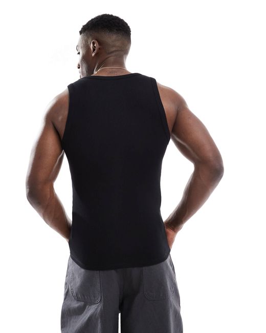 ASOS – geripptes muskelshirt in Black für Herren