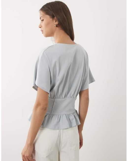 ASOS Gray Gathered Bust Top With Corset Waist