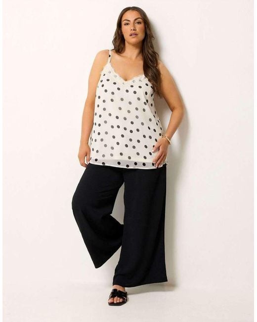 Yours Clothing White Polka Dot Lace Vest Top