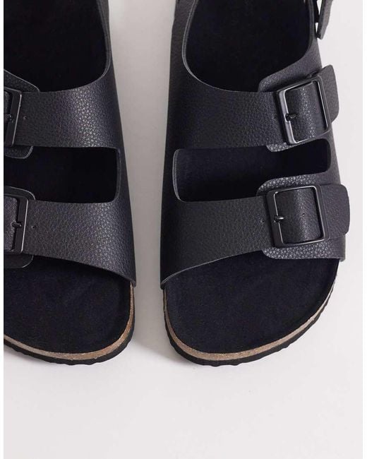 ASOS Blue Three Strap Sandals With Buckles for men