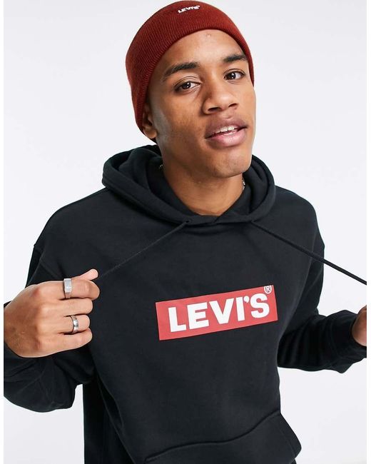 Levi's Black Hoodie With Boxtab Logo for men