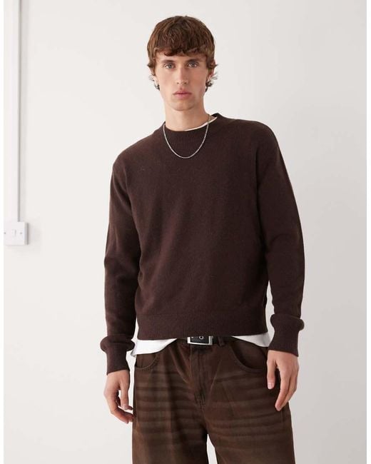Weekday Brown Premium Wool Blend Sweater for men