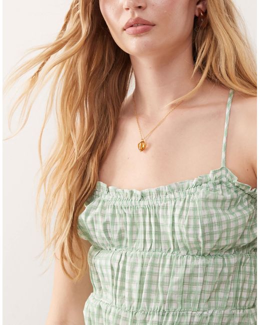 Reclaimed (vintage) Green Playsuit With Cross Back And Shirring