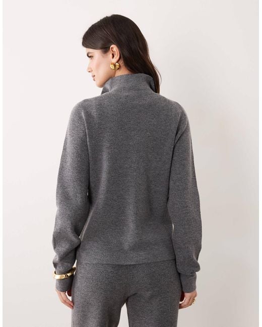 ASOS Gray Funnel Neck Mini Button Cardigan Co-Ord