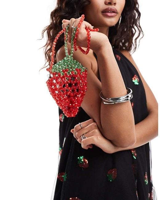 Sister Jane Red Beaded Strawberry Bag