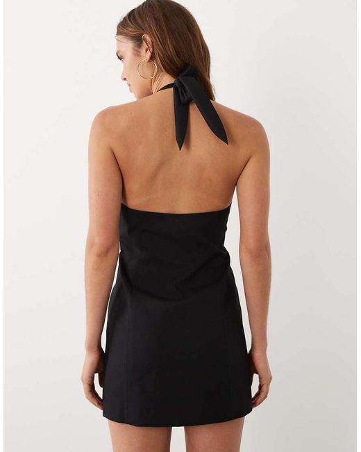 Mango Black Starring Hailey Bieber Twist Front Halterneck Mini Dress