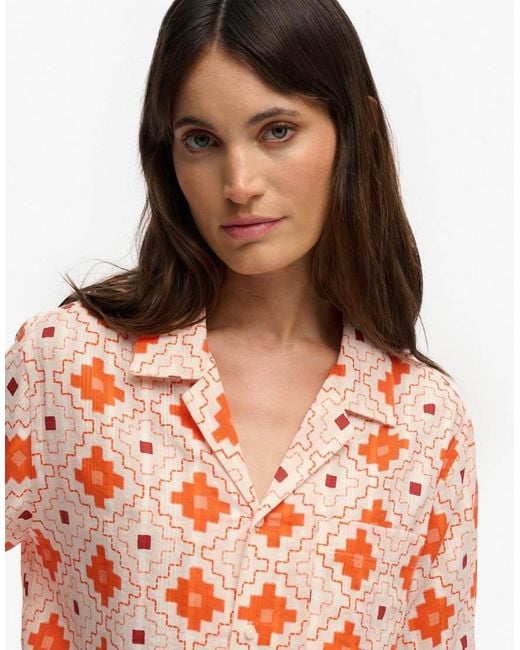 Superdry Orange Beach Printed Short Sleeve Shirt