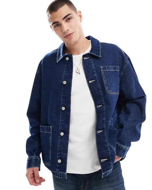 Giacca Di Jeans Oversize Color Indaco di ASOS in Blue da Uomo
