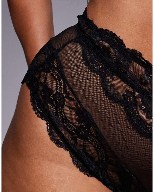 ASOS Black Asos Design Curve Lola Lace High Waist Briefs