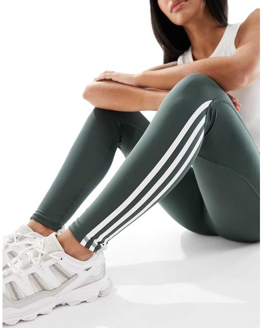 Adidas Originals Blue Adidas Training Hyperglam Full Length leggings With High Shine Contrast Panels