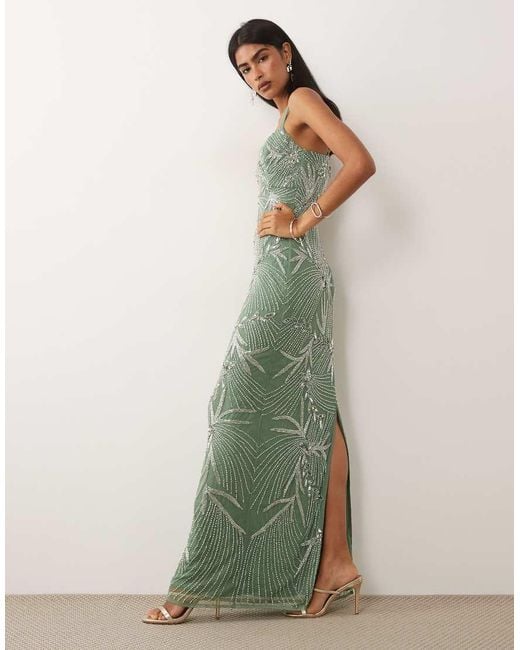 Beauut Green Embellished Cami Maxi Dress