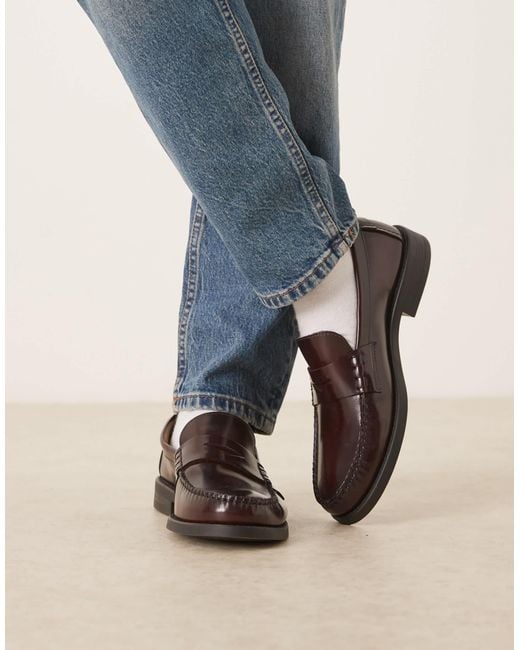 Mango Blue Leather Loafer for men