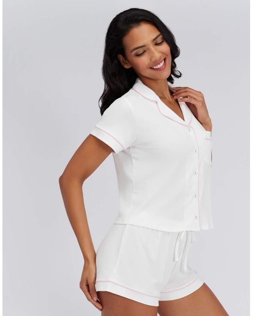 Boux Avenue White Ribbed Bridal Modal Pyjama Shorts Soft Sleepwear