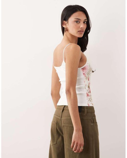 Miss Selfridge Red Rib Cami Top With Picot Trim