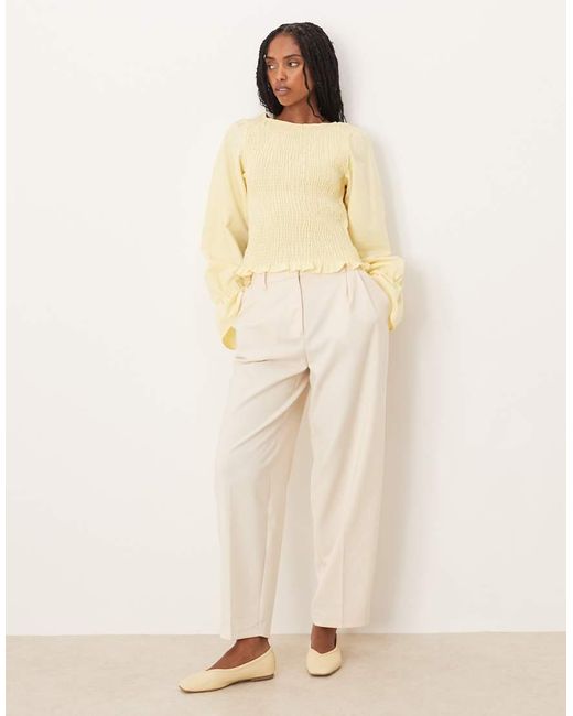 Blusa Arricciata Color Latticello di ASOS in Natural