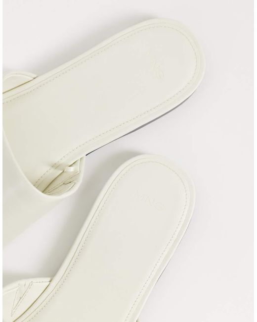 Mango White 100% Leather Flat Sandal