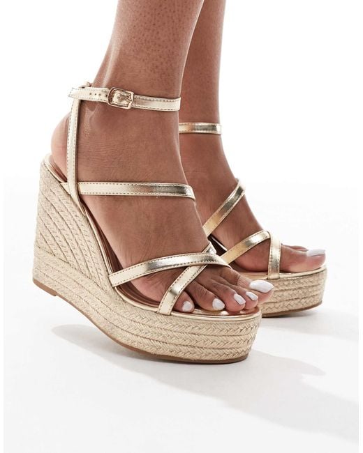 New Look Natural – e riemchen-espadrilles mit keilabsatz