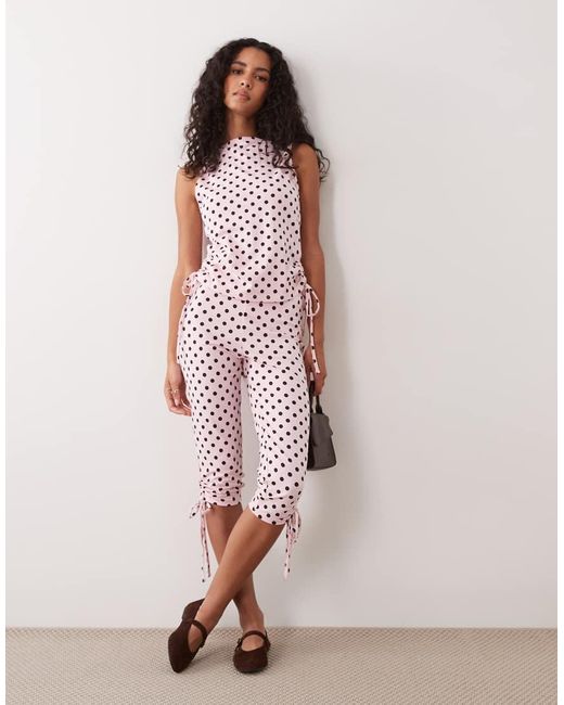 ASOS Pink Polka Dot Boat Neck Tie Side Top